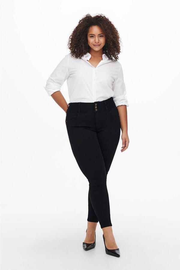 ONLY CARMAKOMA Ankle jeans CARANNABEL HW SKINNY ANK Highwaist met 3-knoopsband