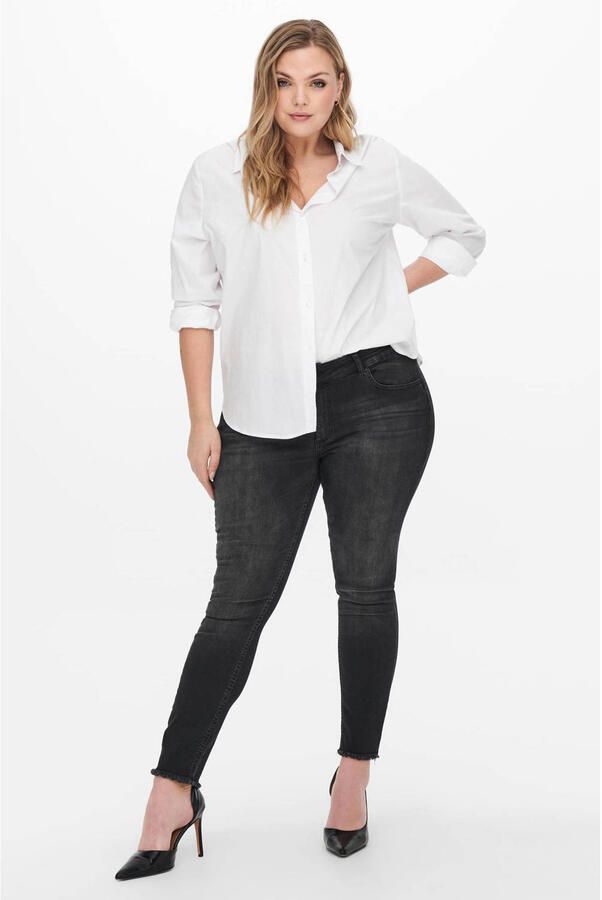 ONLY CARMAKOMA cropped regular waist skinny jeans CARWILLY antraciet