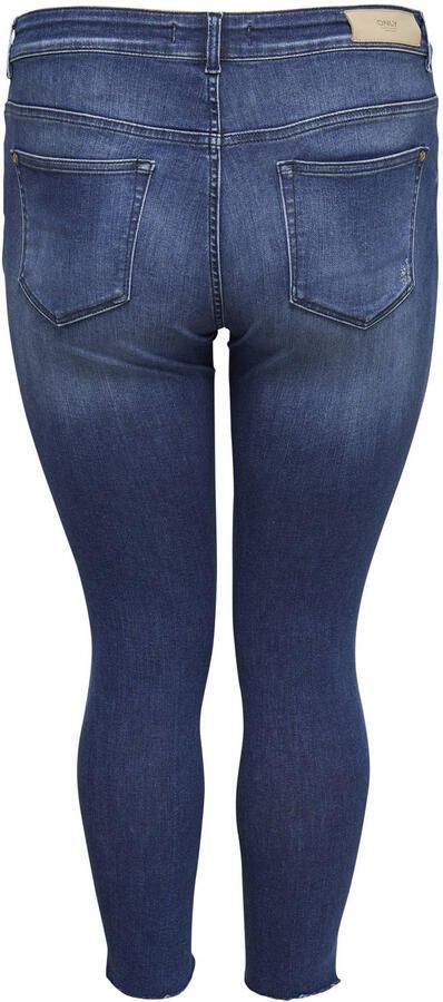 ONLY CARMAKOMA cropped skinny jeans CARWILLY met slijtage details dark denim