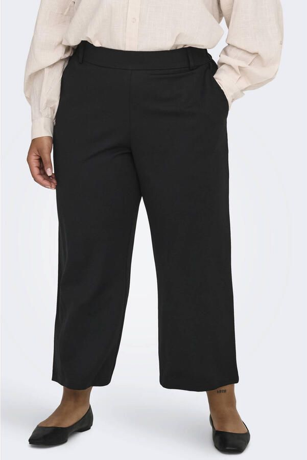 ONLY CARMAKOMA flared high waist casual broek zwart