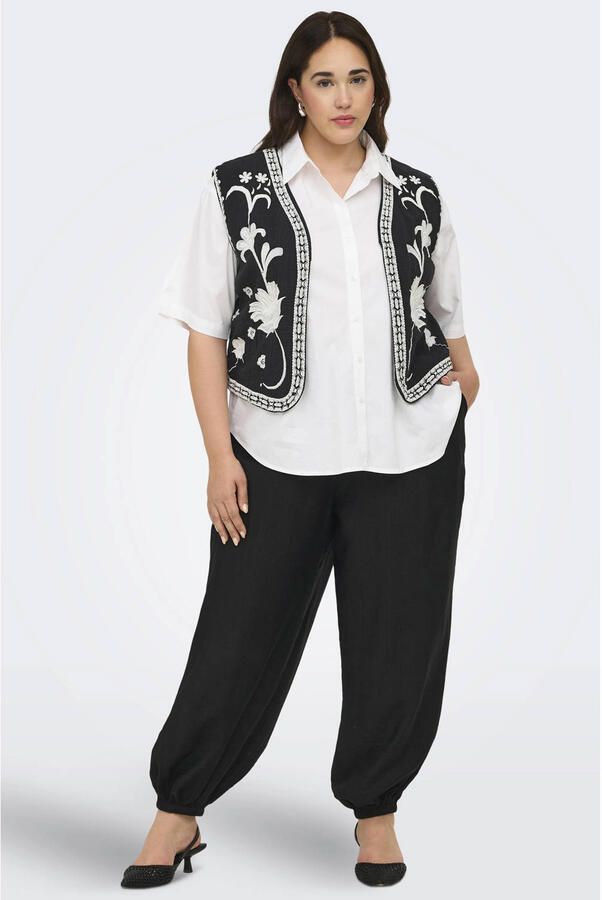 ONLY CARMAKOMA gebloemd gilet Plus Size met borduursels zwart - Foto 2
