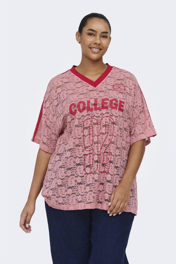 ONLY CARMAKOMA gebloemd T-shirt roze