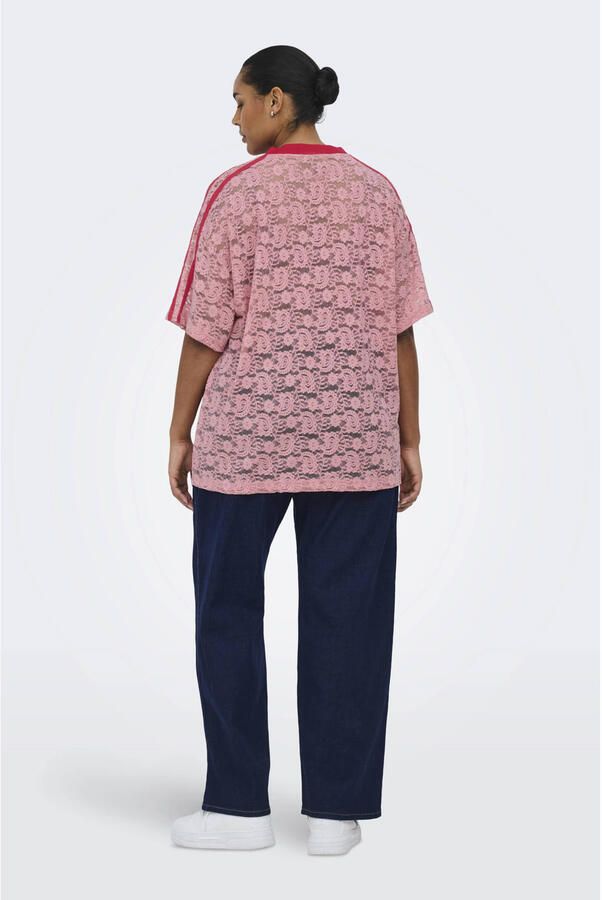 ONLY CARMAKOMA gebloemd T-shirt roze - Foto 2