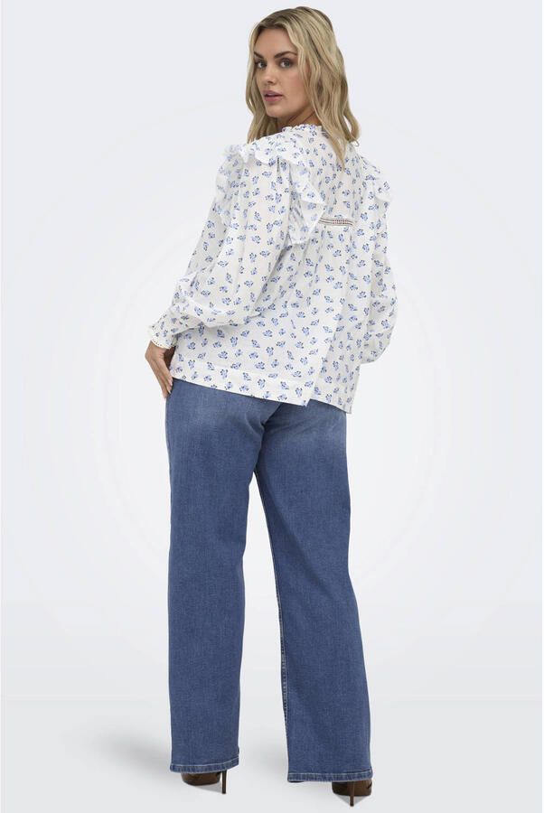 ONLY CARMAKOMA gebloemde blousetop wit broderie - Foto 3