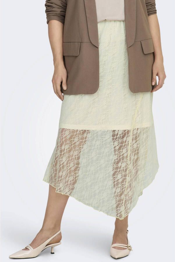 ONLY CARMAKOMA gebloemde midi rok ecru