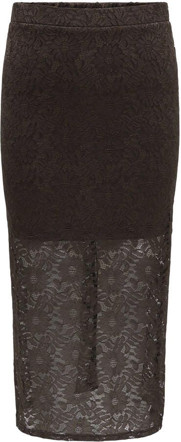ONLY CARMAKOMA gebloemde midi rok Plus Size donkerbruin