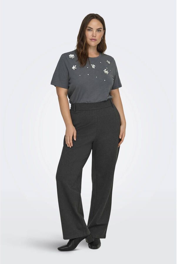 ONLY CARMAKOMA gebloemde T-shirt grijs - Foto 3