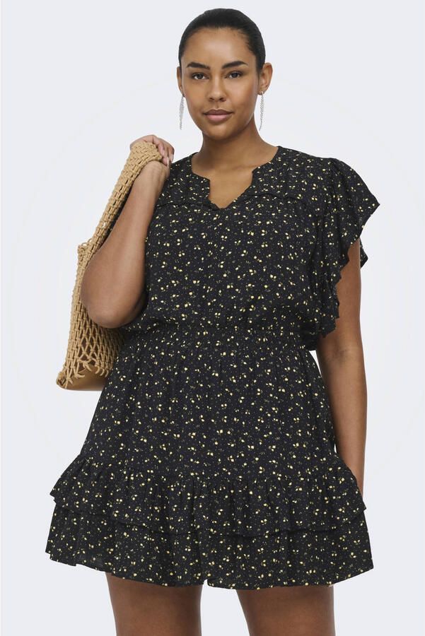 ONLY CARMAKOMA gebloemde top zwart