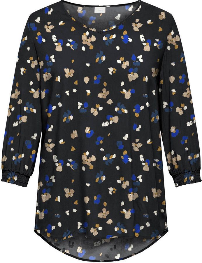 ONLY CARMAKOMA gebloemde top zwart