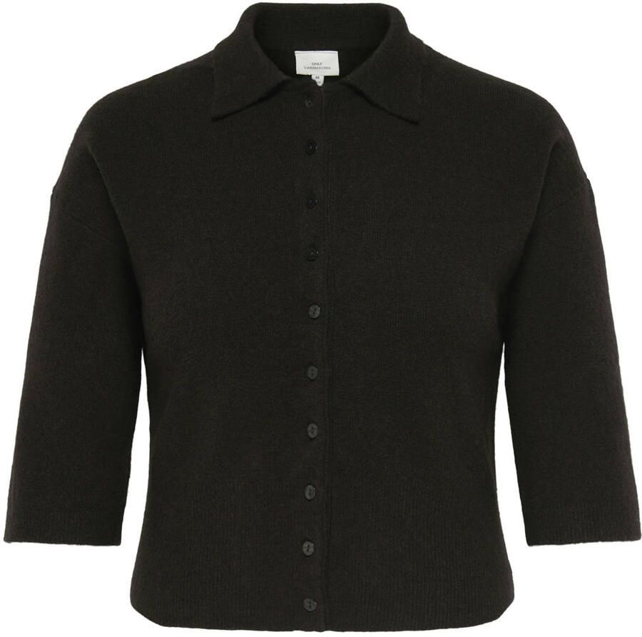 ONLY CARMAKOMA gebreid vest Plus Size met wol zwart