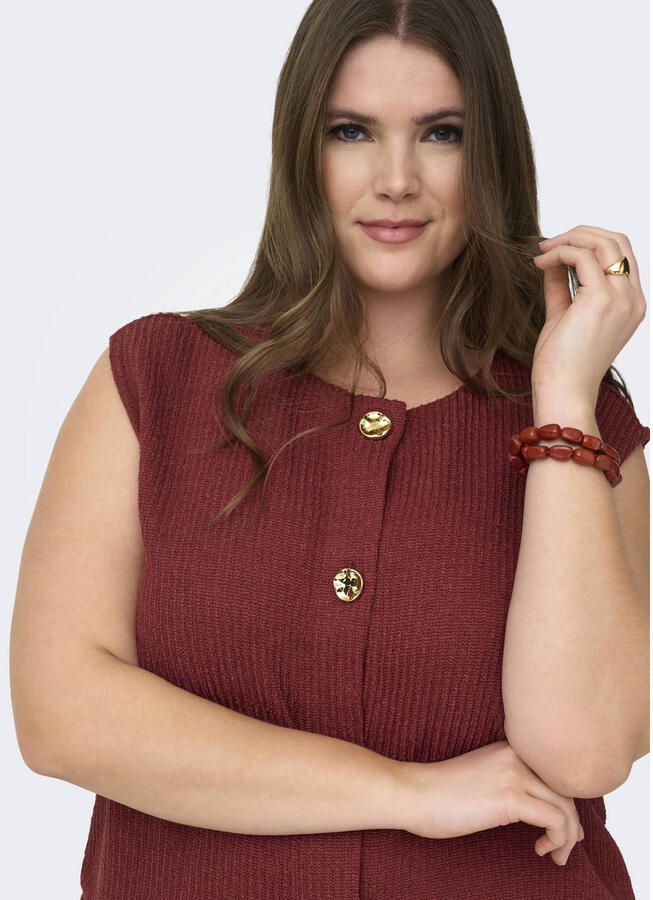 ONLY CARMAKOMA gebreid vest rood