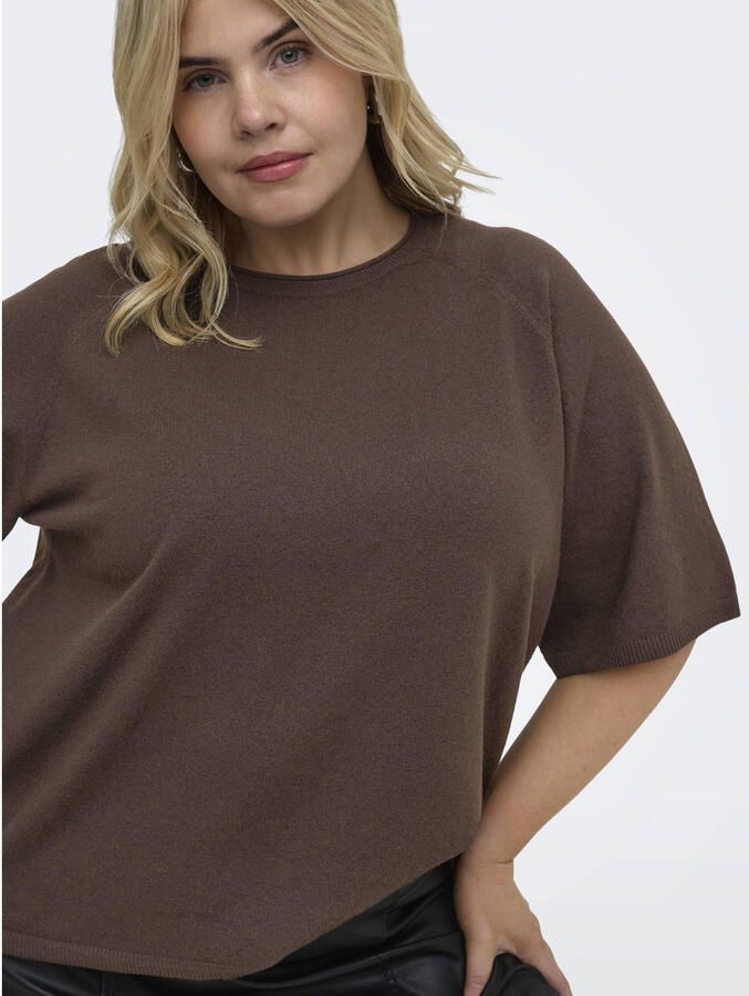 ONLY CARMAKOMA gebreide trui Plus Size donkerbruin