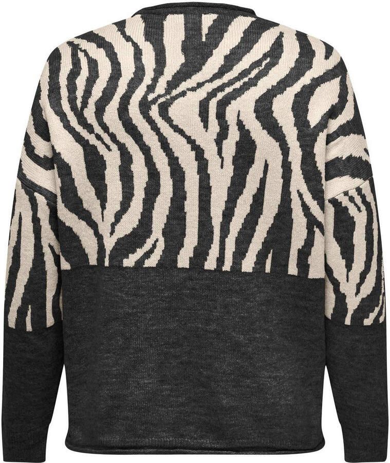 ONLY CARMAKOMA Trui met ronde hals CARJADE ZEBRA L S O-NECK KNT - Foto 3