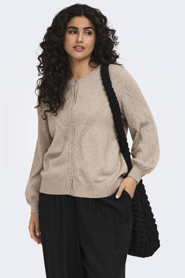 ONLY CARMAKOMA gebreide vest Plus Size zand