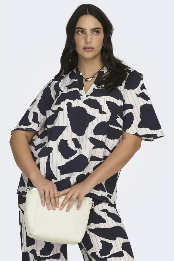 ONLY CARMAKOMA gestreepte blousetop donkerblauw