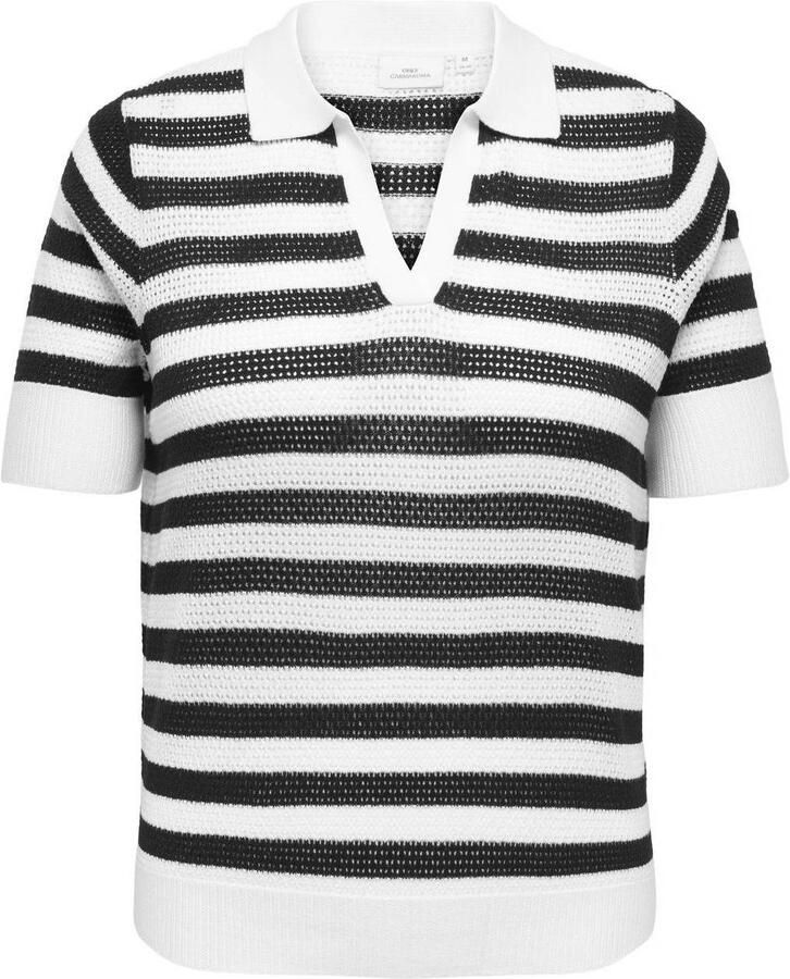 ONLY CARMAKOMA gestreepte top gebreid zwart