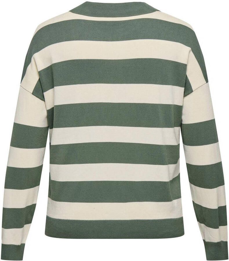 ONLY CARMAKOMA gestreepte top groen gebreid