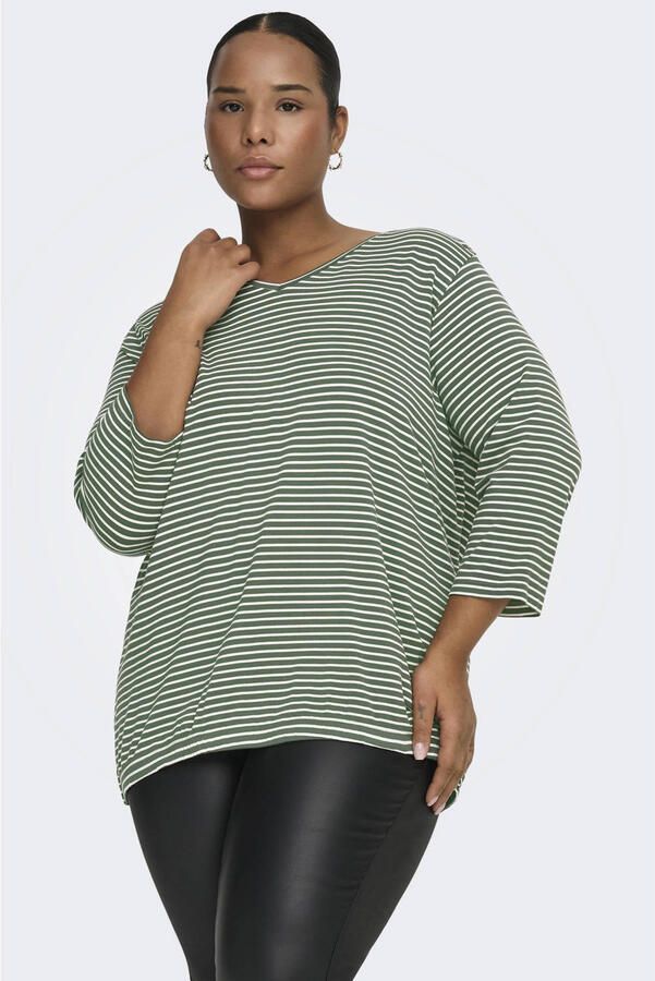 ONLY CARMAKOMA gestreepte top groen