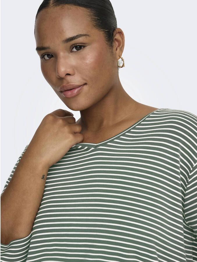 ONLY CARMAKOMA gestreepte top groen - Foto 2