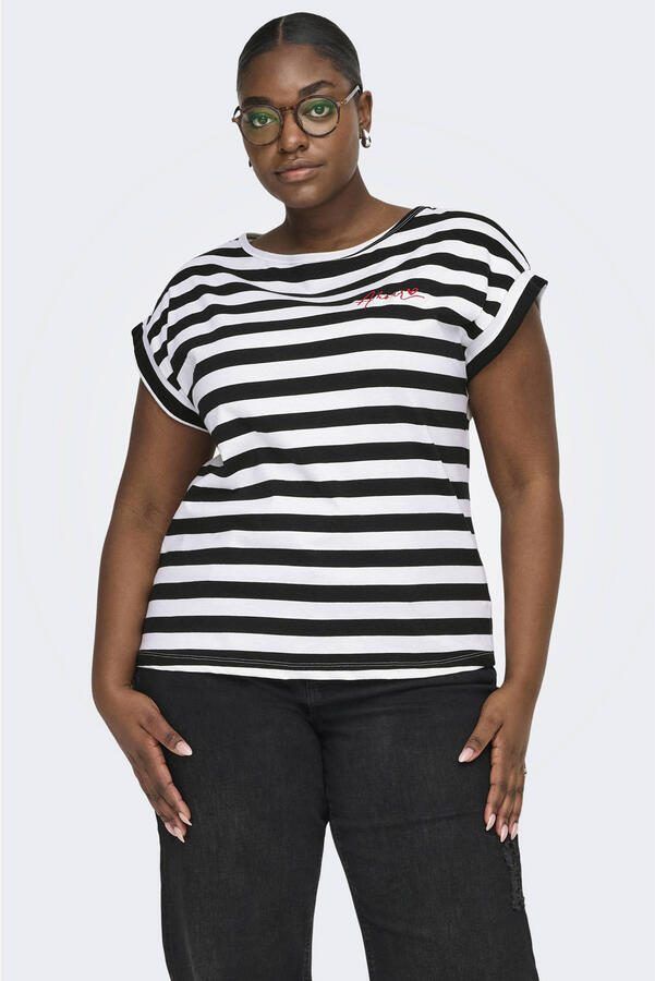 ONLY CARMAKOMA gestreepte top zwart