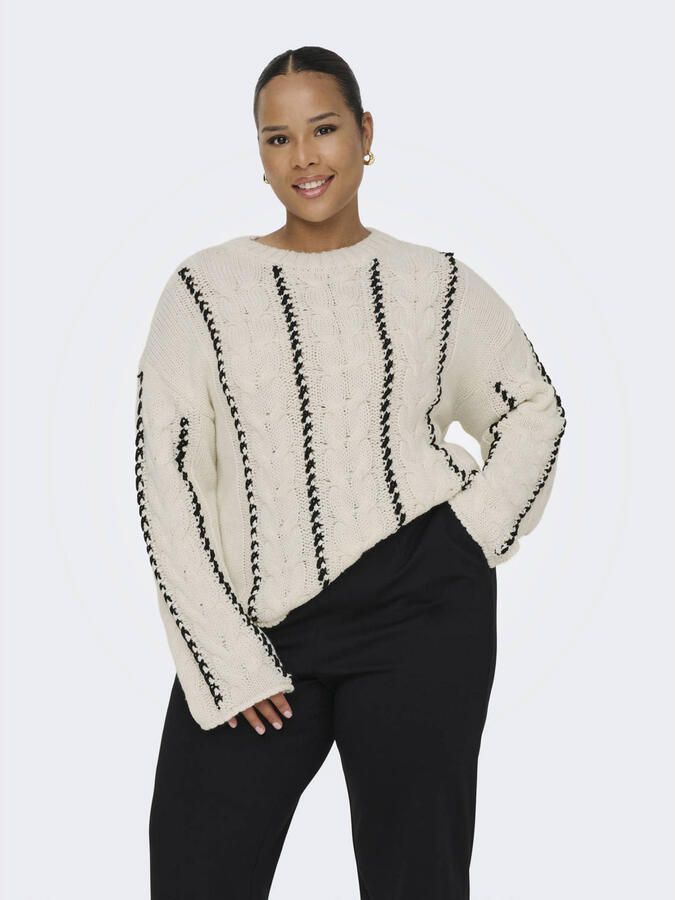 ONLY CARMAKOMA Trui met ronde hals CARTESSA CABEL STITCH LS O-NECK KNT