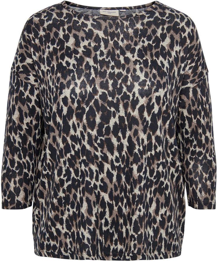 ONLY CARMAKOMA geweven top CARALBA met panterprint grijs taupe