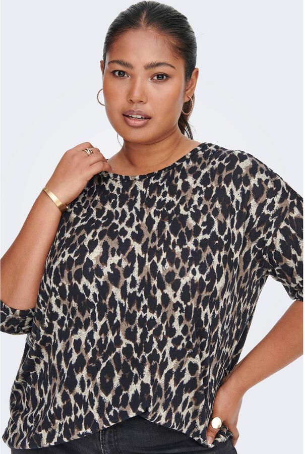 ONLY CARMAKOMA geweven top CARALBA met panterprint grijs taupe - Foto 2