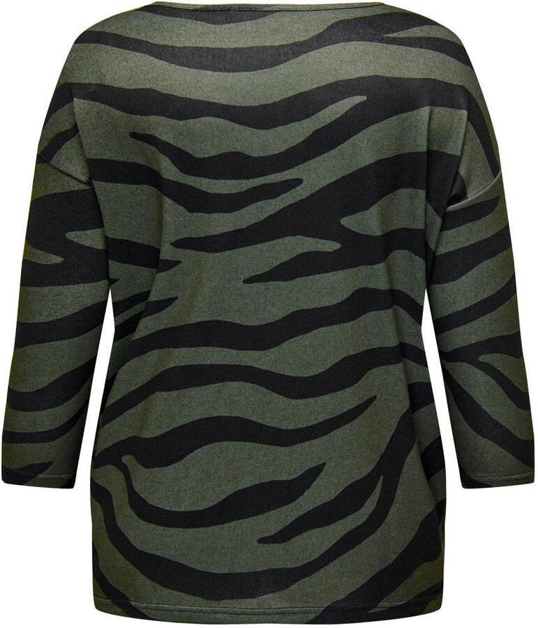 ONLY CARMAKOMA geweven top CARALBA met zebraprint olijfgroen zwart
