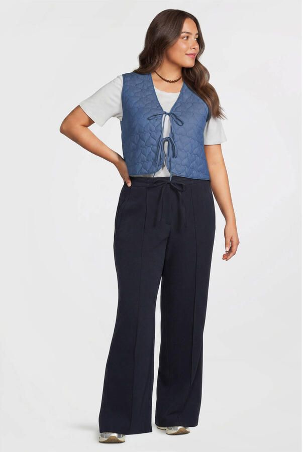 ONLY CARMAKOMA gilet met hartjes medium blue denim quilted