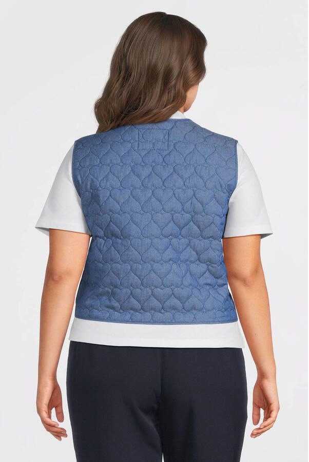ONLY CARMAKOMA gilet met hartjes medium blue denim quilted - Foto 3