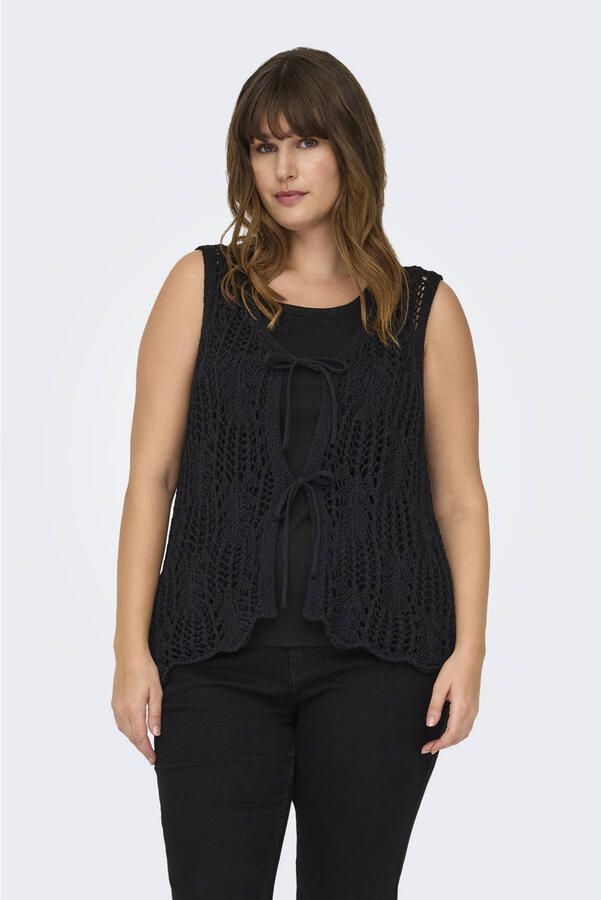 ONLY CARMAKOMA gilet zwart gebreid