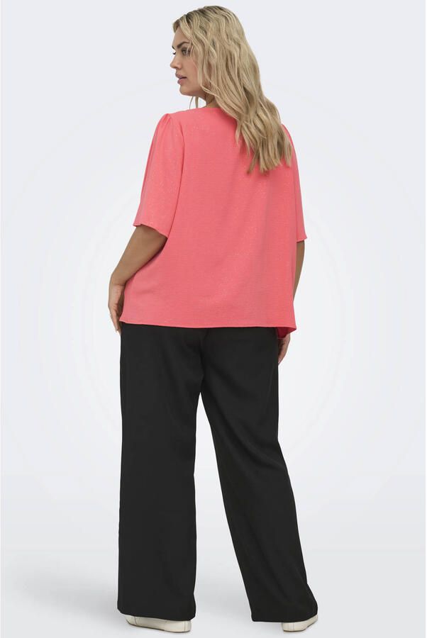ONLY CARMAKOMA glitter top koraalrood - Foto 2