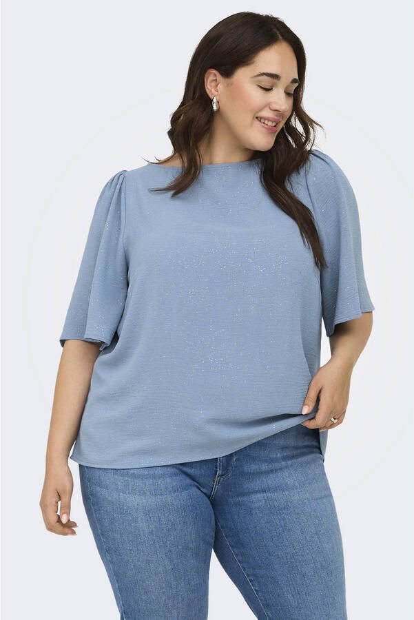 ONLY CARMAKOMA glitter top lichtblauw