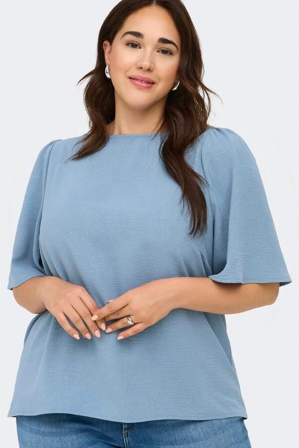 ONLY CARMAKOMA glitter top lichtblauw - Foto 3