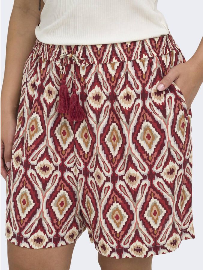 ONLY CARMAKOMA high waist loose fit casual short Plus Size met print rood - Foto 2