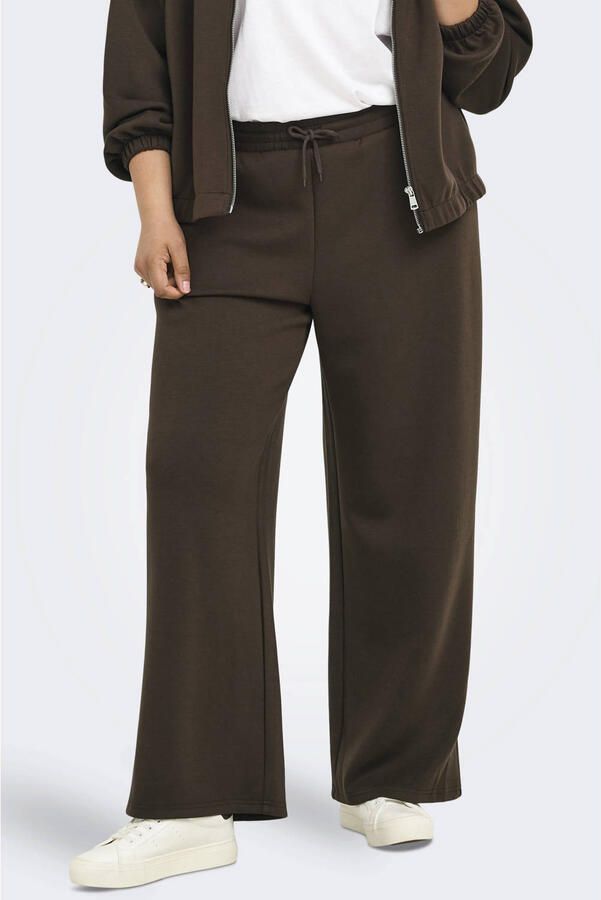 ONLY CARMAKOMA high waist wide leg flared broek Plus Size bruin
