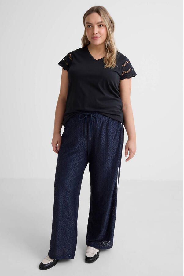ONLY CARMAKOMA high waist broek donkerblauw