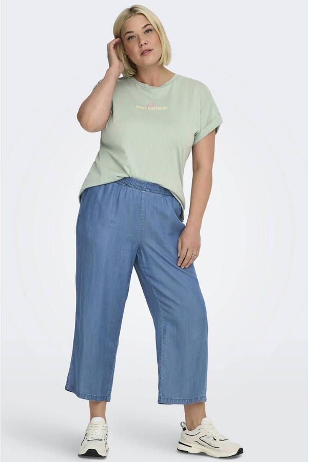 ONLY CARMAKOMA high waist casual broek blauw - Foto 3