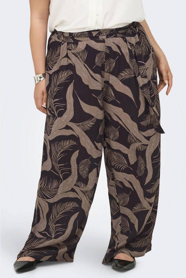 ONLY CARMAKOMA high waist casual broek bruin