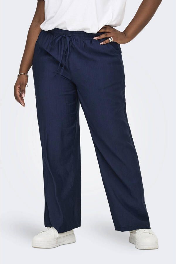 ONLY CARMAKOMA high waist casual broek donkerblauw