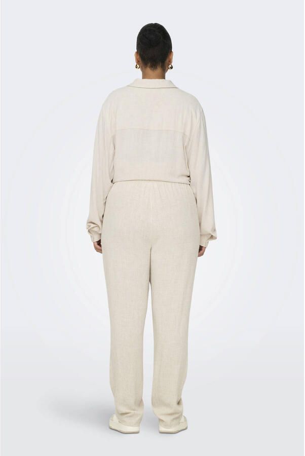 ONLY CARMAKOMA high waist casual broek met linnen ecru - Foto 2