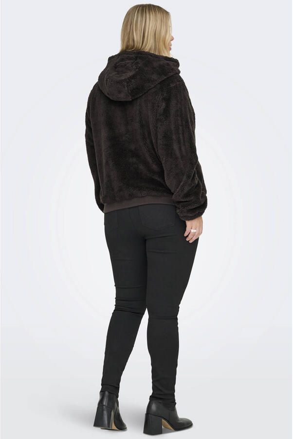 ONLY CARMAKOMA imitatiebont sweatvest Plus Size donkerbruin - Foto 3