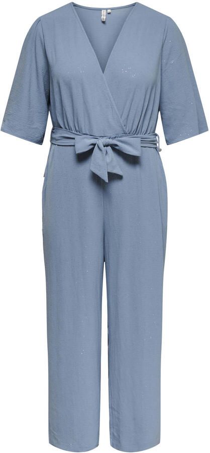 ONLY CARMAKOMA jumpsuit lichtblauw met glitter
