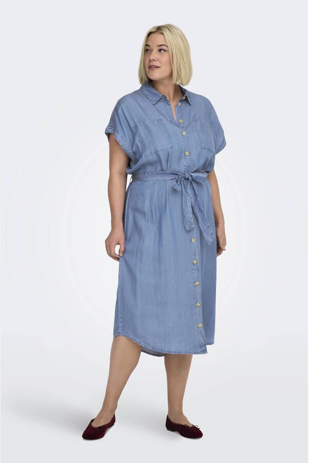 ONLY CARMAKOMA jurk gebreid light blue denim - Foto 3
