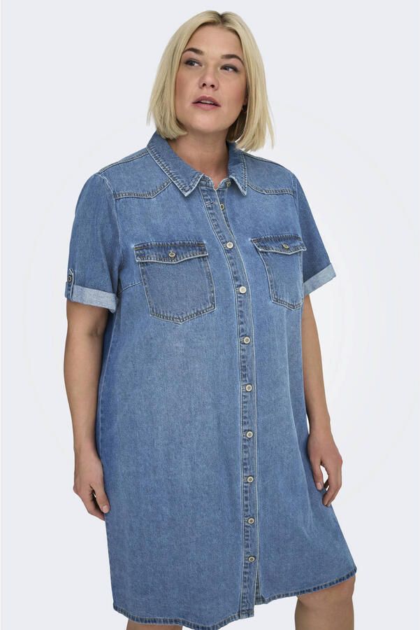 ONLY CARMAKOMA jurk gebreid medium blue denim