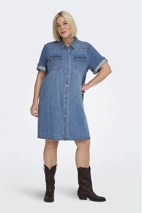 ONLY CARMAKOMA jurk gebreid medium blue denim - Foto 2