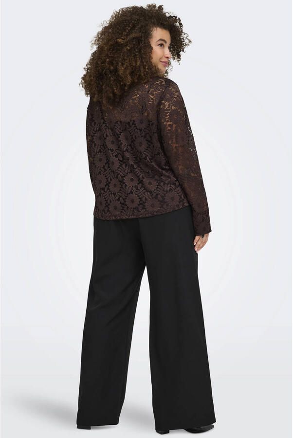 ONLY CARMAKOMA kanten gebloemde blouse Plus Size donkerbruin - Foto 3