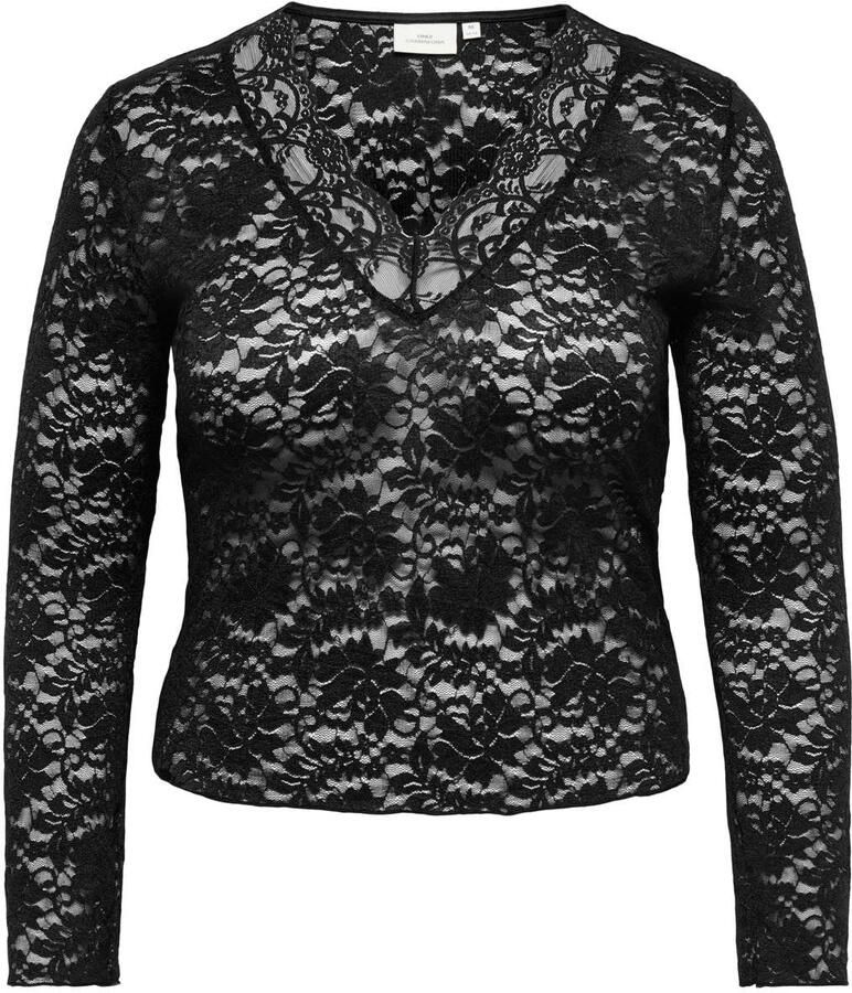 ONLY CARMAKOMA kanten gebloemde top Plus Size zwart