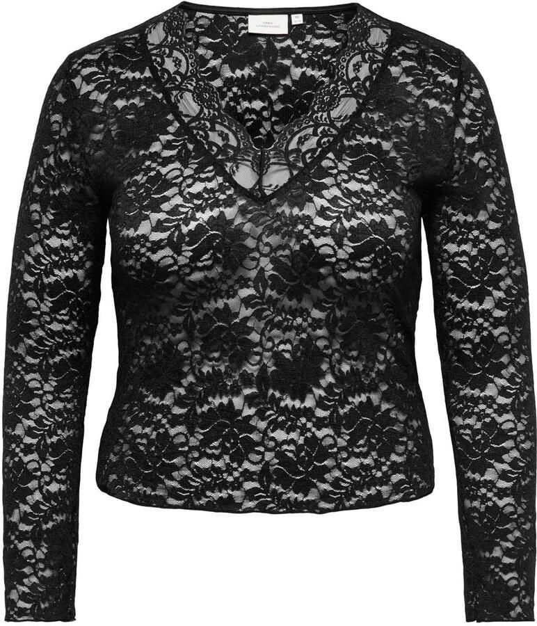 ONLY CARMAKOMA kanten gebloemde top Plus Size zwart