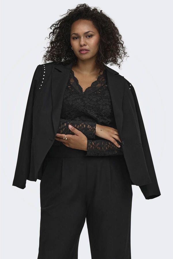 ONLY CARMAKOMA kanten gebloemde top Plus Size zwart - Foto 2